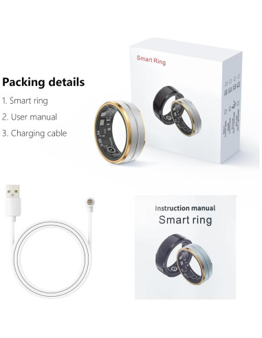 Anillo Inteligente Tulbeys US10 Plata y Oro, Monitor de Salud