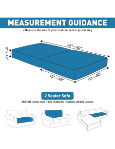 Fundas de Cojín ZNSAYOTX 2Pcs para Loveseat Gris Claro 2