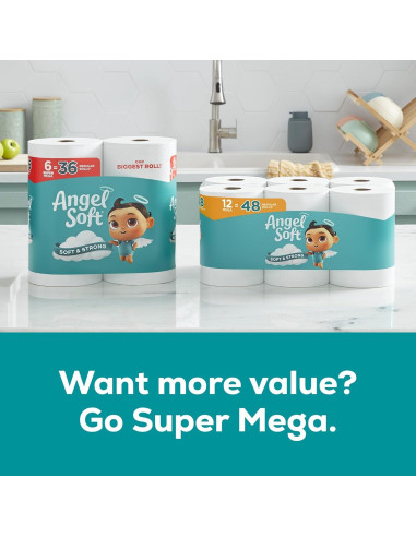 Papel Higiénico Angel Soft Mega 16 Rollos 320 Hojas 2 Capas