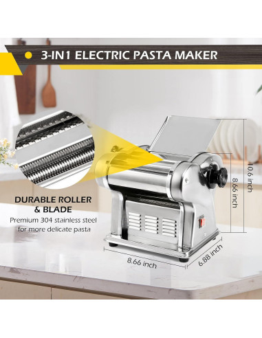 Dyna-Living Máquina de Pasta Eléctrica 135W Acero Inoxidable