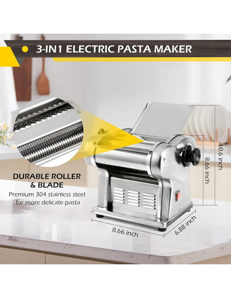 Dyna-Living Máquina de Pasta Eléctrica 135W Acero Inoxidable