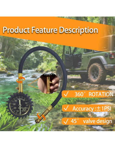 Medidor de Presión de Neumáticos SUVCARMPING 70 PSI Luminiscente