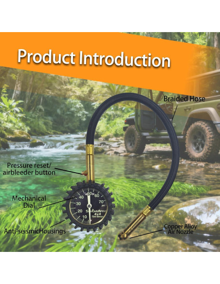 Medidor de Presión de Neumáticos SUVCARMPING 70 PSI Luminiscente