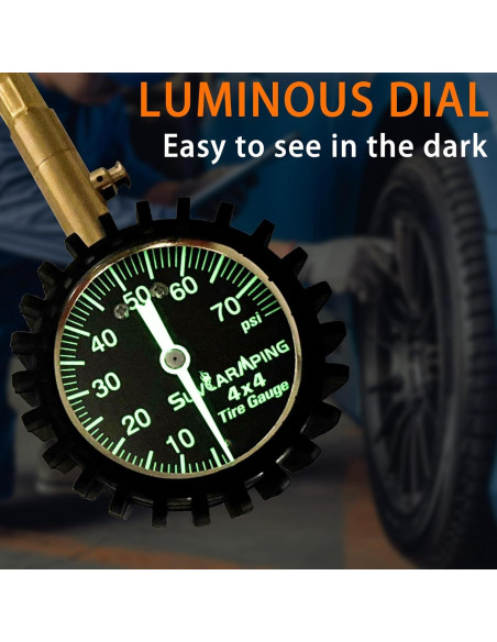 Medidor de Presión de Neumáticos SUVCARMPING 70 PSI Luminiscente