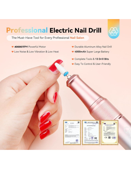 Taladro de Uñas Eléctrico SAVILAND 40000RPM Portátil Azul Naranja