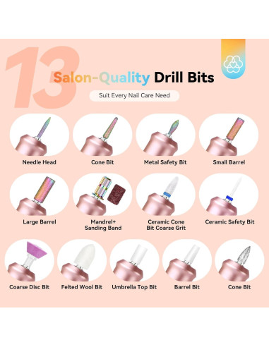 Taladro de Uñas Eléctrico SAVILAND 40000RPM Portátil Azul Naranja