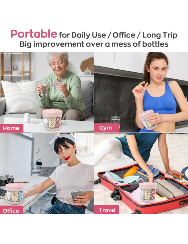 Organizador de Pastillas HIONXMGA 7 en 1 Rosa 10.6 cm