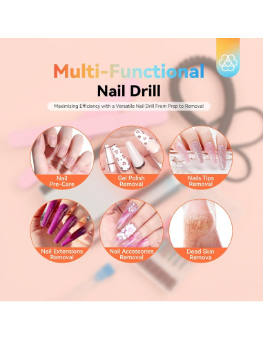 Taladro de Uñas Eléctrico SAVILAND 40000RPM Portátil Azul Naranja