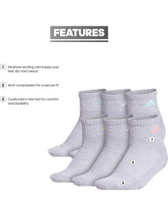 Paquete de 6 Calcetines Cortos Adidas para Mujeres - Talla 36-42 2