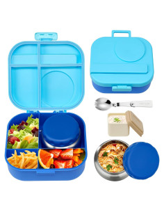 Caja de Almuerzo Bento Aimsnk 1.5L con Termo 355ml Azul