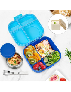 Caja de Almuerzo Bento Aimsnk 1.5L con Termo 355ml Azul 2