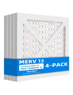 Paquete de 4 Filtros de Aire Chenzhit 10x10x1 MERV 13