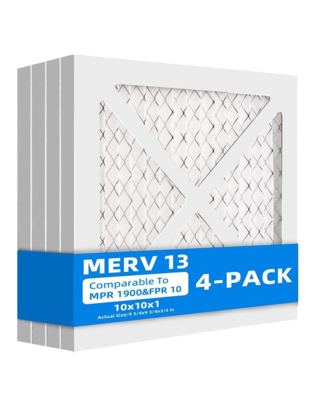 Paquete de 4 Filtros de Aire Chenzhit 10x10x1 MERV 13