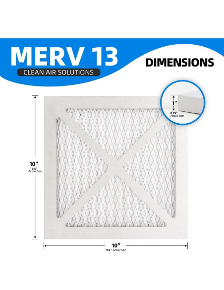 Paquete de 4 Filtros de Aire Chenzhit 10x10x1 MERV 13