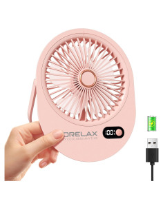 Ventilador de Escritorio USB Morelax Mini Rosa 6 Velocidades