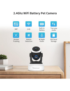 Cámara Interior VSTARCAM CS24B 2K Rotación 360 WiFi Batería 2