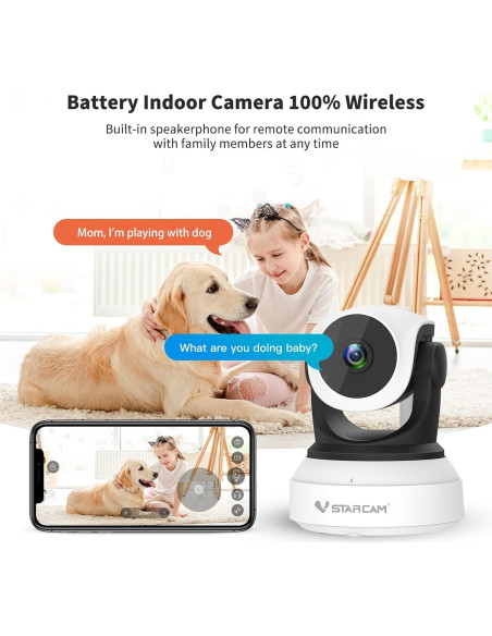 Cámara Interior VSTARCAM CS24B 2K Rotación 360 WiFi Batería