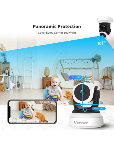 Cámara Interior VSTARCAM CS24B 2K Rotación 360 WiFi Batería