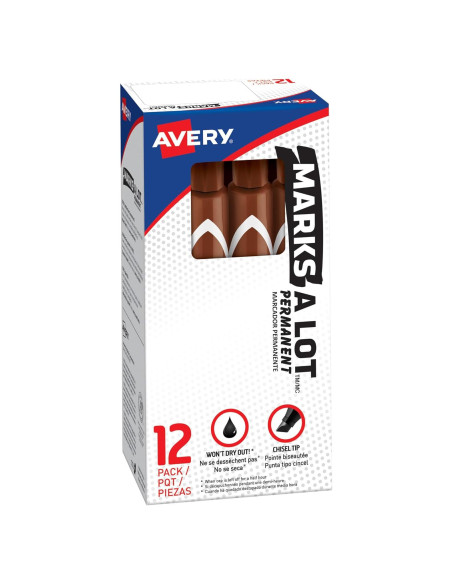Marcadores Permanentes Avery Marks-A-Lot Marrón 12 Unidades
