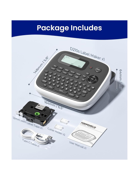 Máquina de Etiquetas VolenGo D210S Portátil 12mm Impermeable