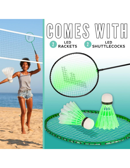 Conjunto de Raquetas de Bádminton Franklin Sports LED 2 Jugadores