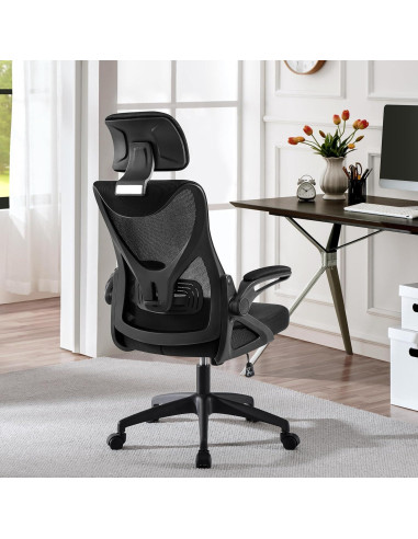Silla de Oficina Ergonómica Yaheetech con Respaldo Alto y Reposacabezas