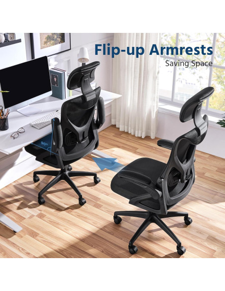 Silla de Oficina Ergonómica Yaheetech con Respaldo Alto y Reposacabezas