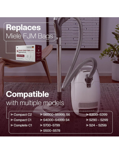 16 Bolsas de Aspiradora FJM 1E + 8 Filtros para Miele