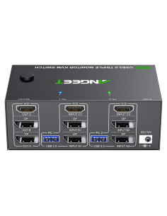 KVM Switch 3 Monitores ANGEET 8K@60Hz 4K@144Hz USB 3.0