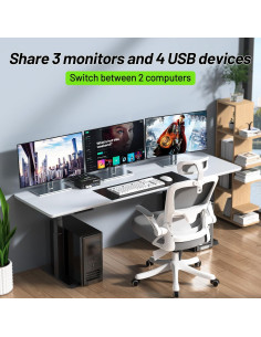 KVM Switch 3 Monitores ANGEET 8K@60Hz 4K@144Hz USB 3.0 2