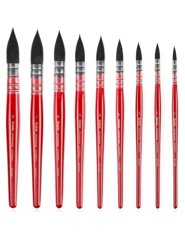 Set de Pinceles de Acuarela Grabie 9 Pcs Pelo Sintético