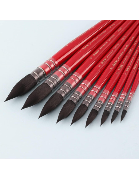 Set de Pinceles de Acuarela Grabie 9 Pcs Pelo Sintético