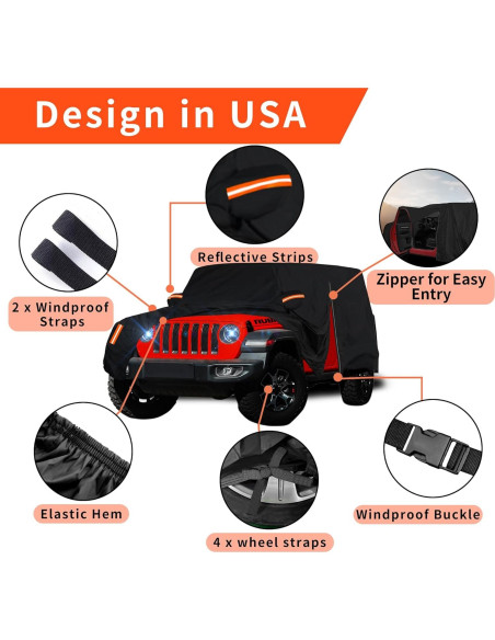 Funda Impermeable FiveFox para Jeep Wrangler 2 Puertas 1987-2025