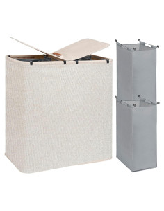 Cesta de Ropa Doble STORAGE MANIAC 136L con Tapa y Asas