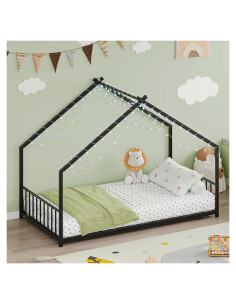 Cama de Piso Casa Twin Bellemave con Listones y Luces LED