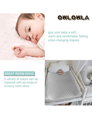 Funda de Cambiador Owlowla Minky Suave Negra 40x81 cm