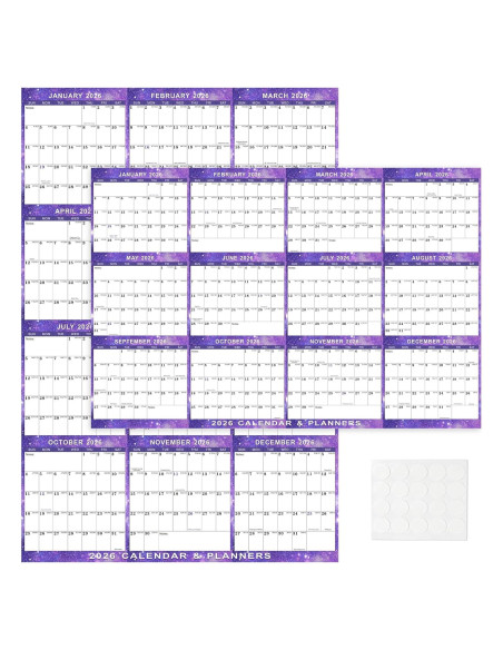 Calendario de Pared Borrable Kuraoyan 2026 61x91 cm Púrpura