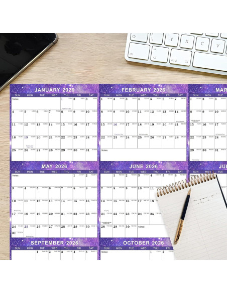 Calendario de Pared Borrable Kuraoyan 2026 61x91 cm Púrpura