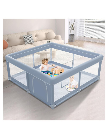 Parque Infantil 127x127 cm Xvishx Gris - Seguro y Portátil