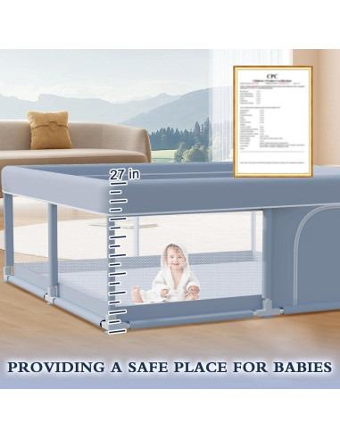 Parque Infantil 127x127 cm Xvishx Gris - Seguro y Portátil