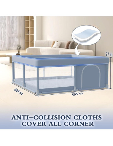 Parque Infantil 127x127 cm Xvishx Gris - Seguro y Portátil