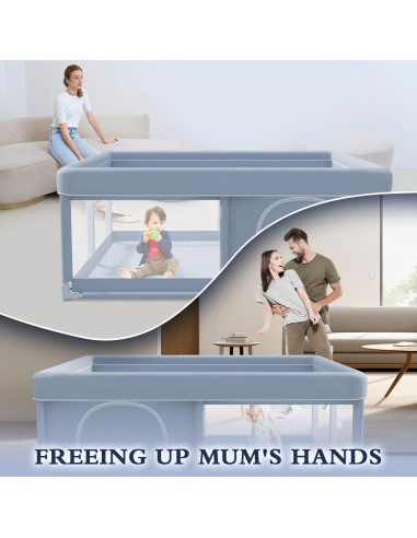 Parque Infantil 127x127 cm Xvishx Gris - Seguro y Portátil