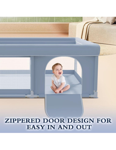 Parque Infantil 127x127 cm Xvishx Gris - Seguro y Portátil