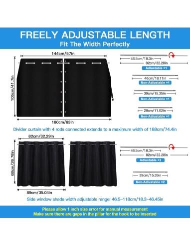 Conjunto de 3 Cortinas Opacas para Ventanas de Auto ZATOOTO