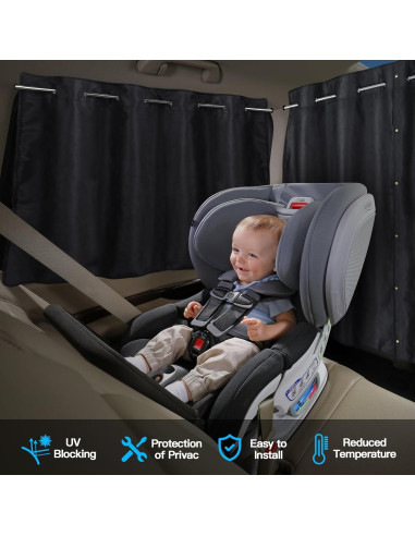 Conjunto de 3 Cortinas Opacas para Ventanas de Auto ZATOOTO