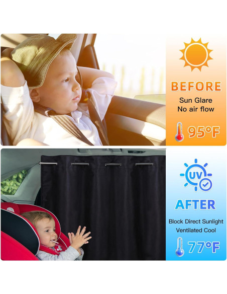 Conjunto de 3 Cortinas Opacas para Ventanas de Auto ZATOOTO
