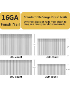 Clavos de Acabado 16 Gauge SimCos - Paquete Variado 4 Tamaños 2