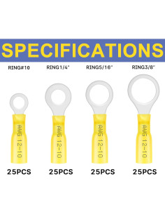 Conectores de Anillo Termoretráctiles Haisstronica 100pcs Amarillo 2