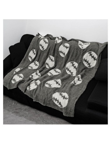 Manta Suave GY con Patrón de Béisbol 127x152cm Gris Oscuro