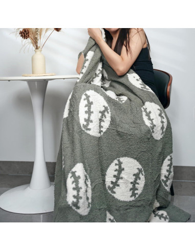Manta Suave GY con Patrón de Béisbol 127x152cm Gris Oscuro